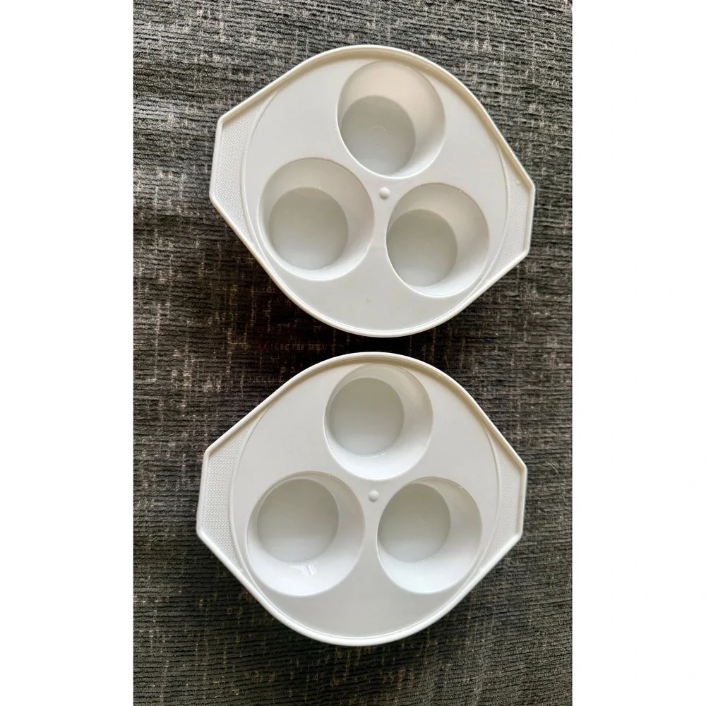 Microwave Egg Poacher Set of 2 White Excellent 3-Well BPA Free Plastic